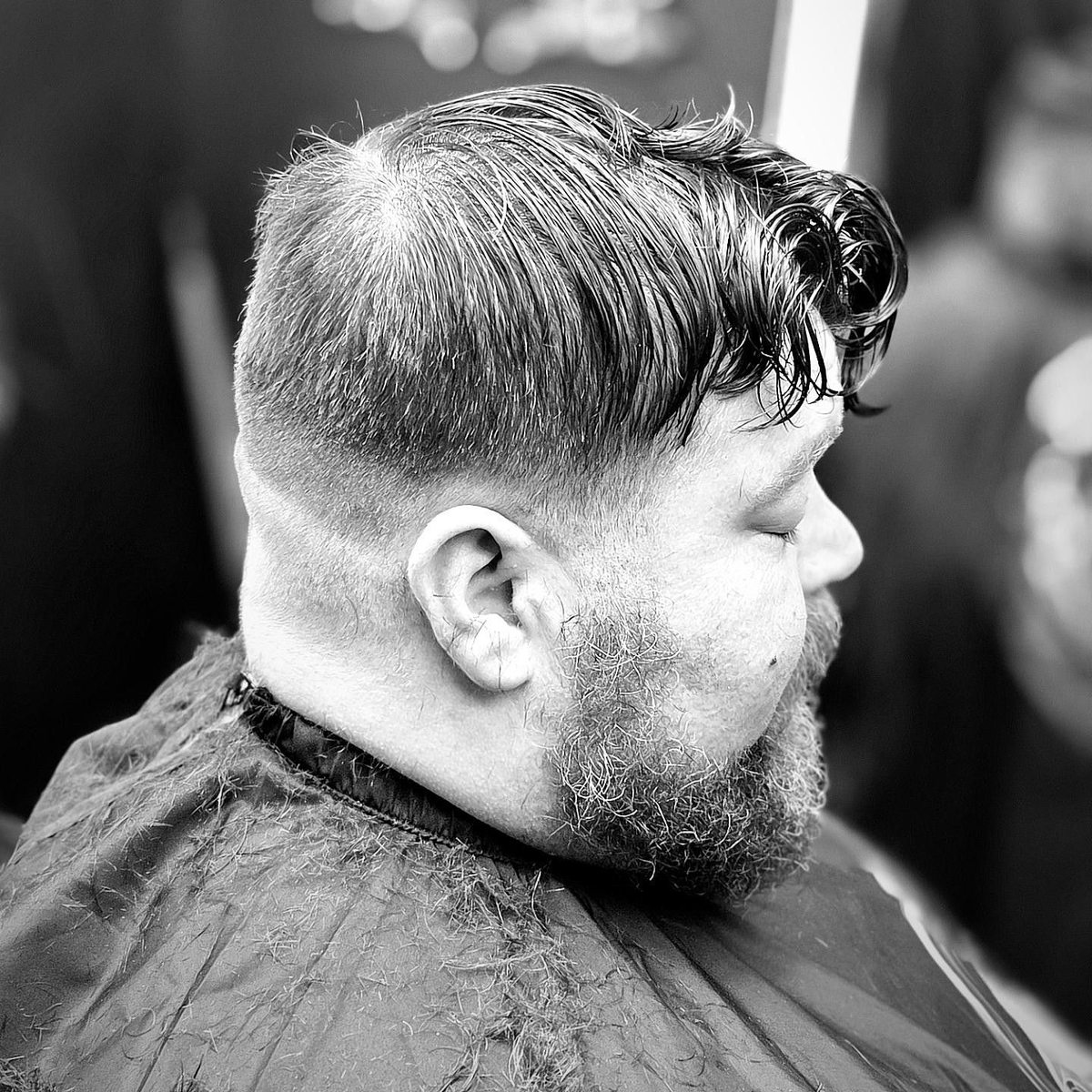 Side view of a finished short haircut