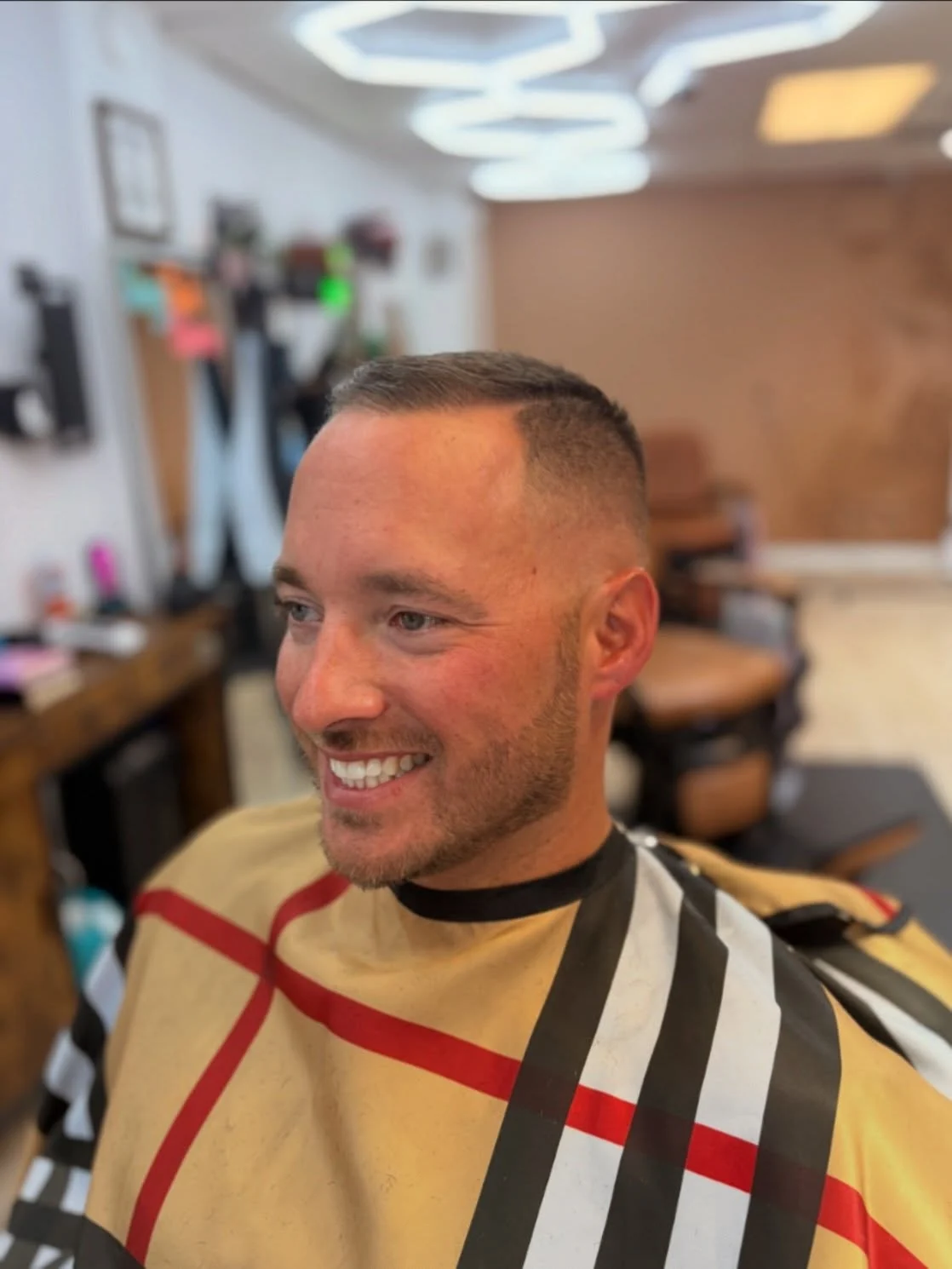 Close detail of a finished fade at Bourbon & Blade