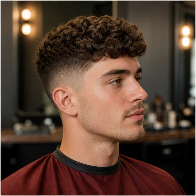 Editorial barber portrait featuring a textured crop and clean fade