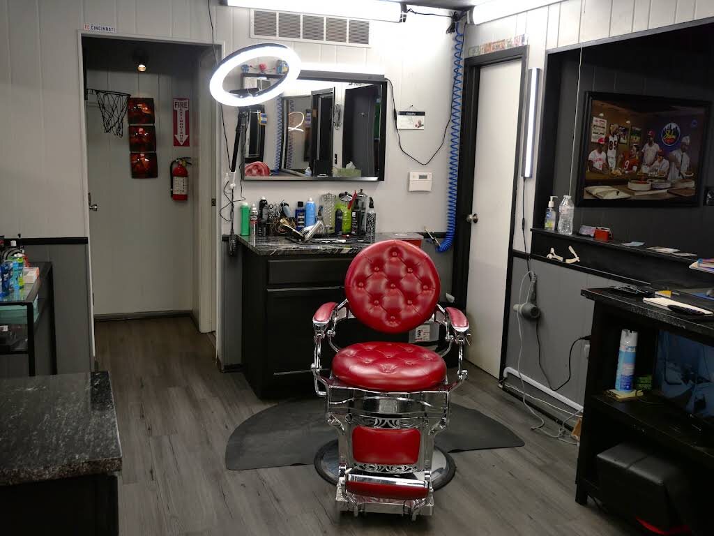 Red barber chair inside MVB