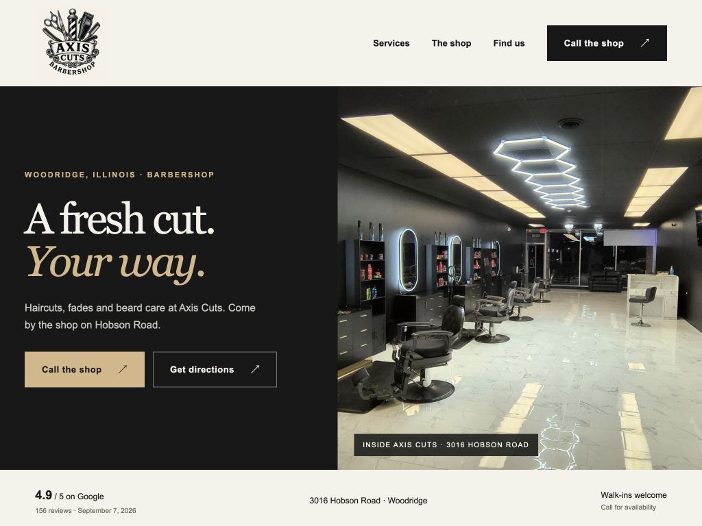 Homepage preview for Axis Cuts Barbershop