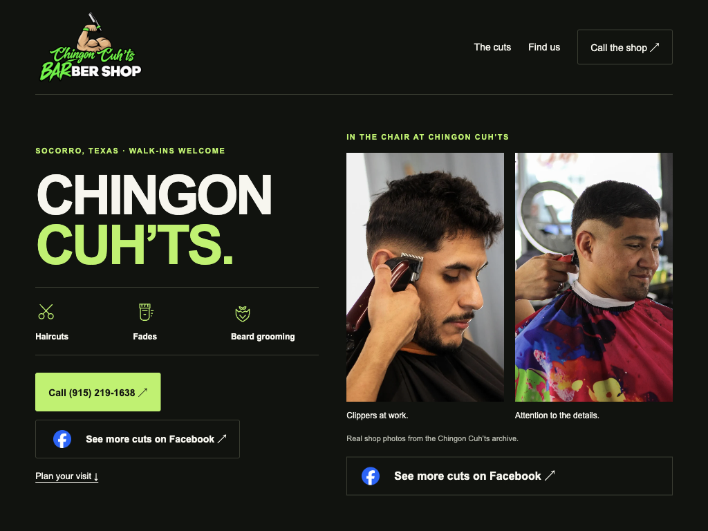 Homepage preview for Chingon Cuh’ts Barber Shop