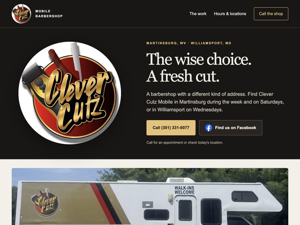 Homepage preview for Clever Cutz Mobile L.L.C