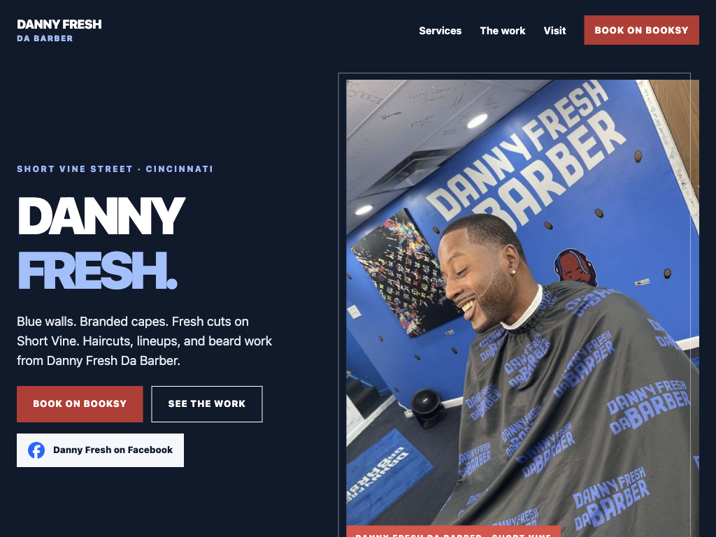 Homepage preview for Danny Fresh Da Barber