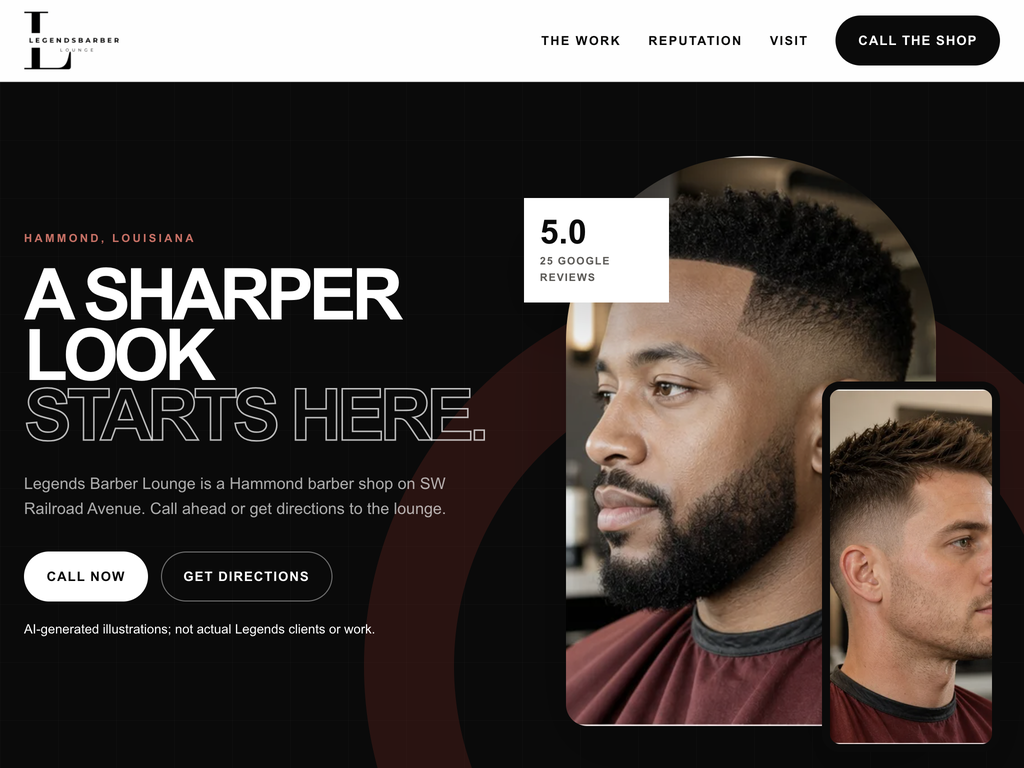 Homepage preview for Legends Barber Lounge