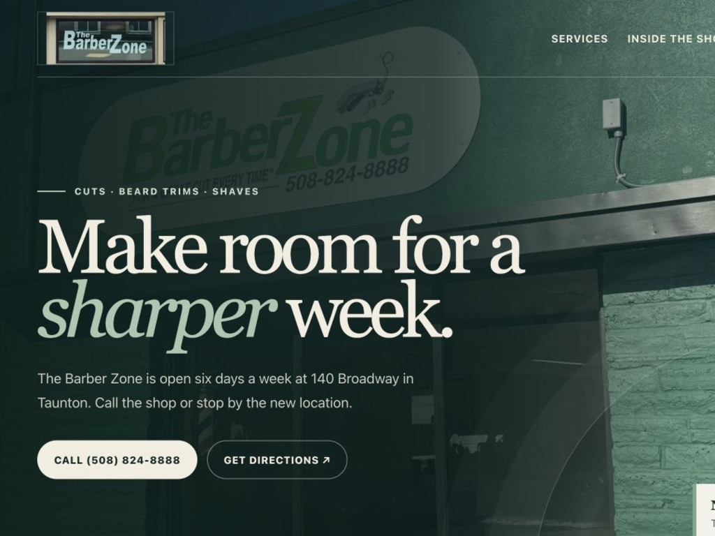 Homepage preview for The Barber Zone