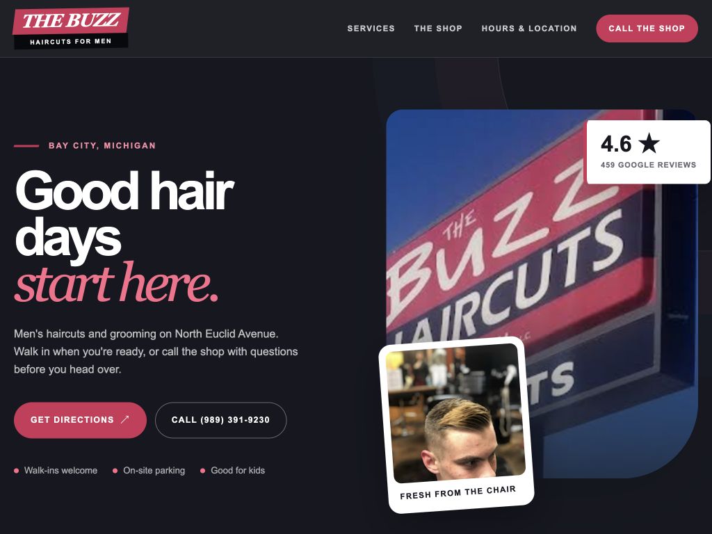 Homepage preview for The Buzz Haircuts For Men