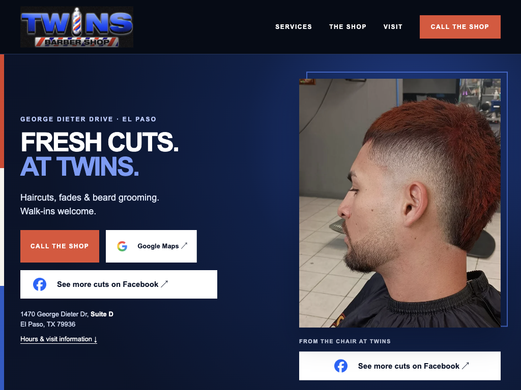 Homepage preview for Twins Barbershop