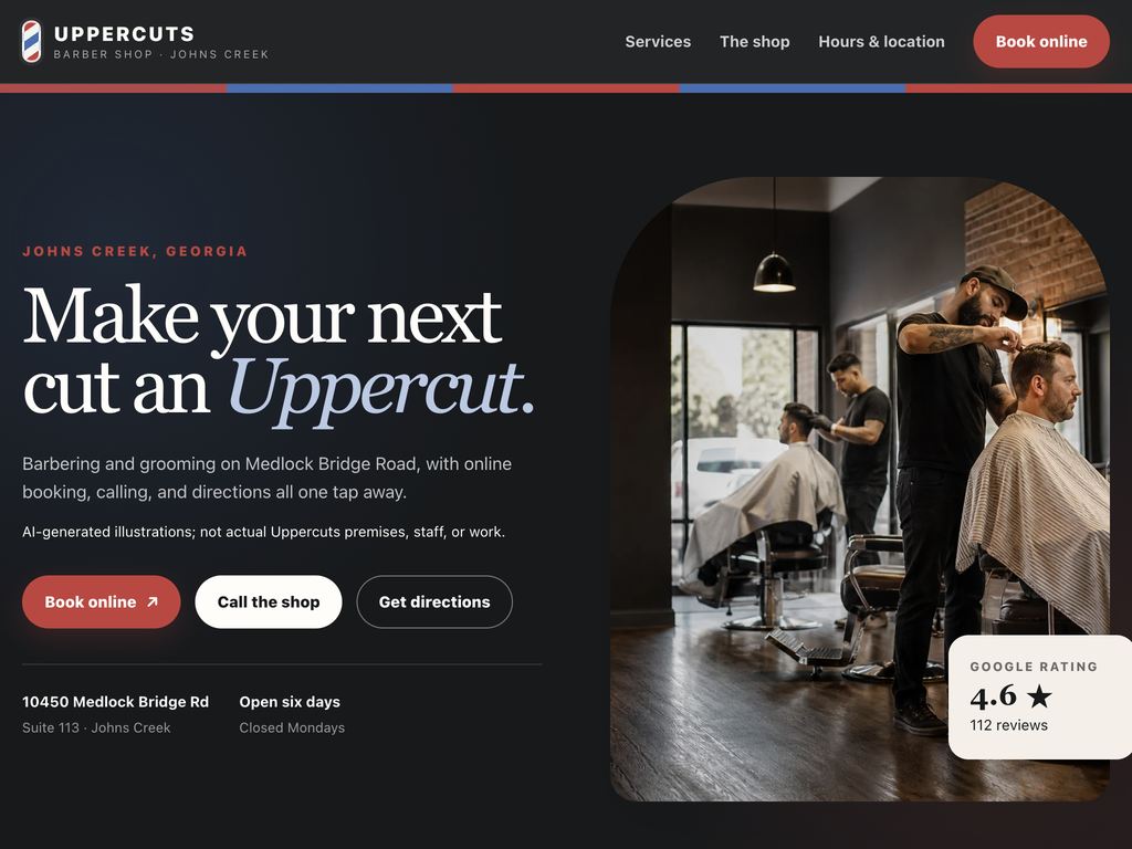 Homepage preview for Uppercuts Barber Shop