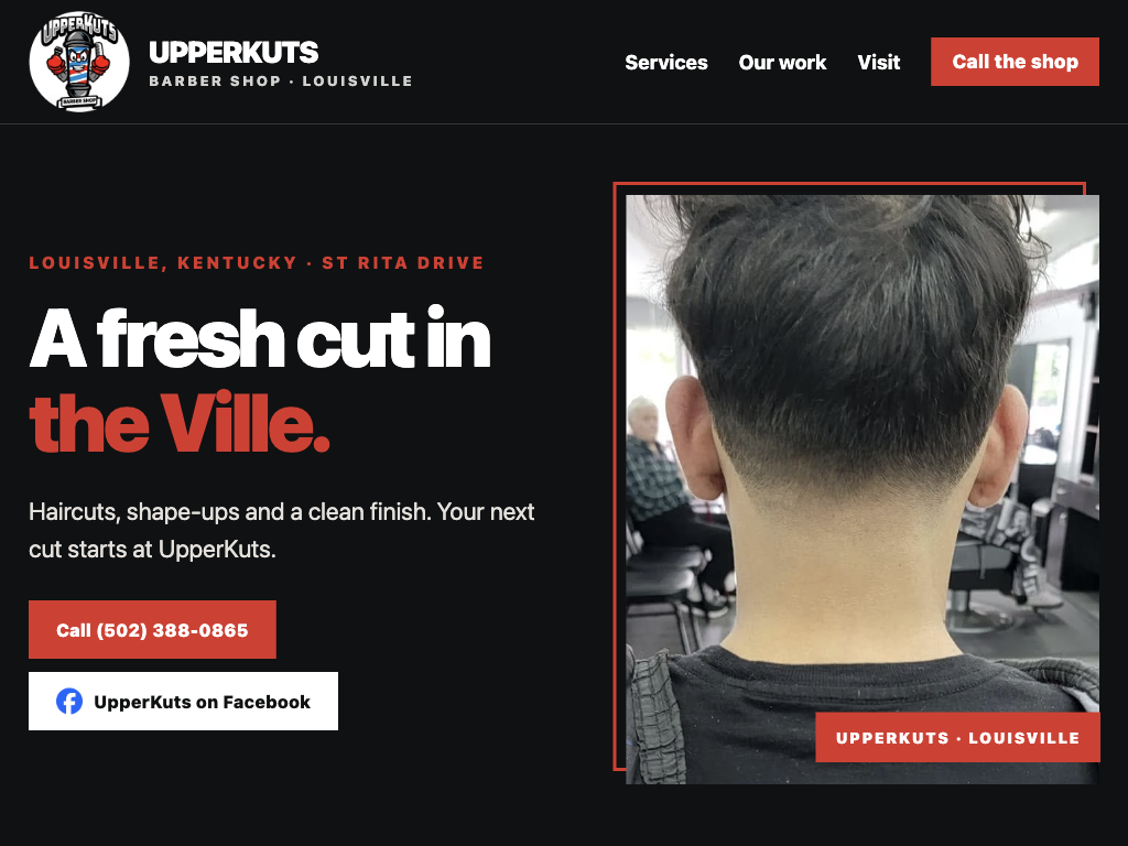 Homepage preview for UpperKuts Barber Shop