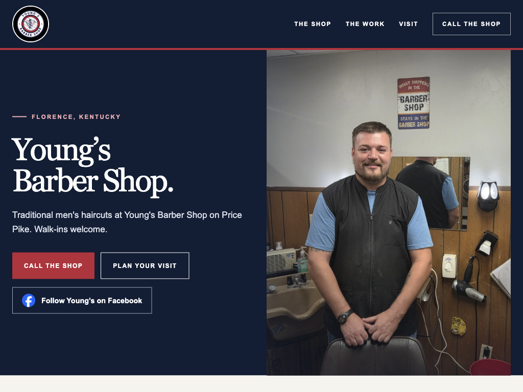Homepage preview for Young's Barber Shop