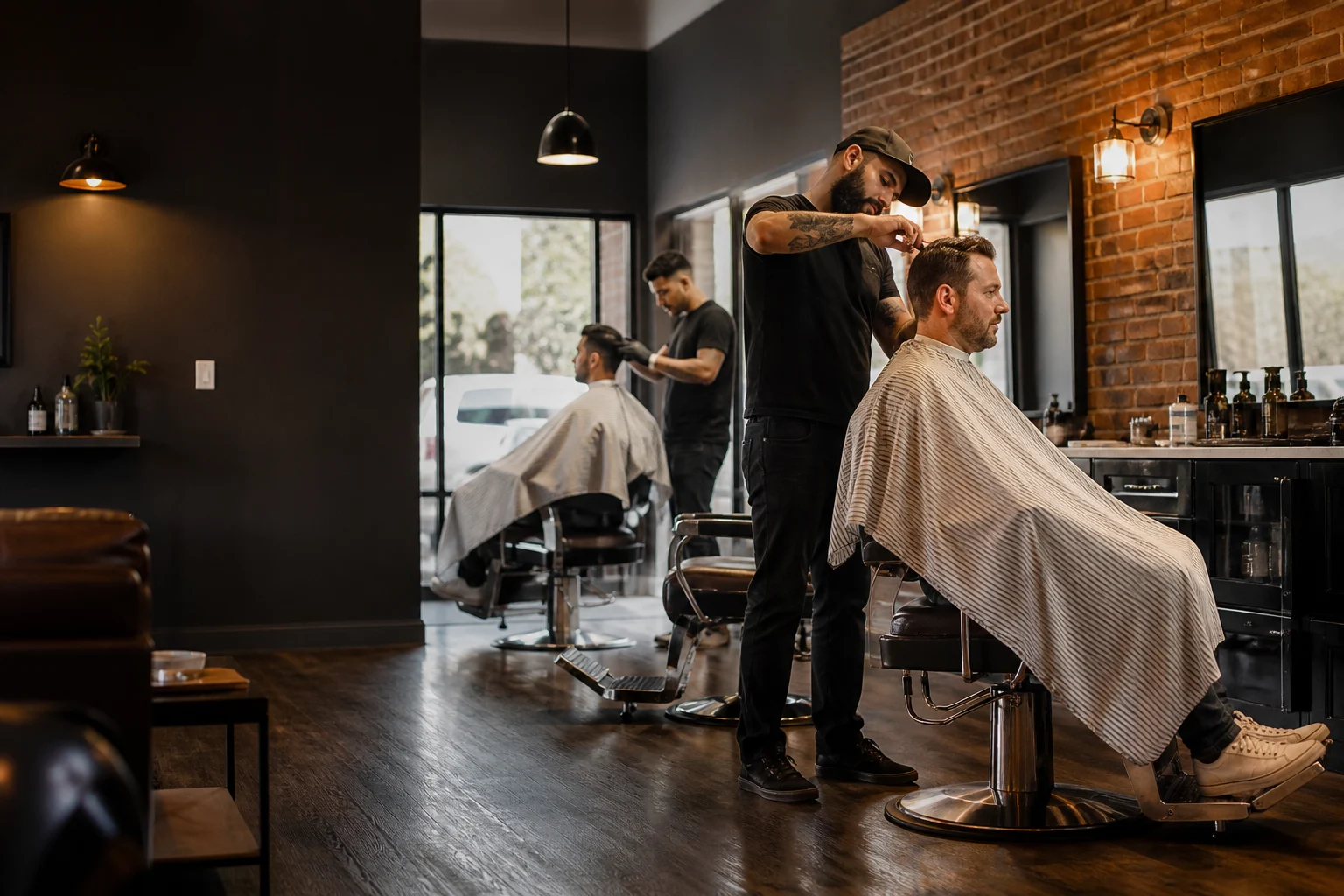 Concept photograph of barbers at work