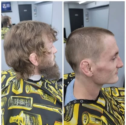 UpperKuts haircut comparison: before on the left, after on the right