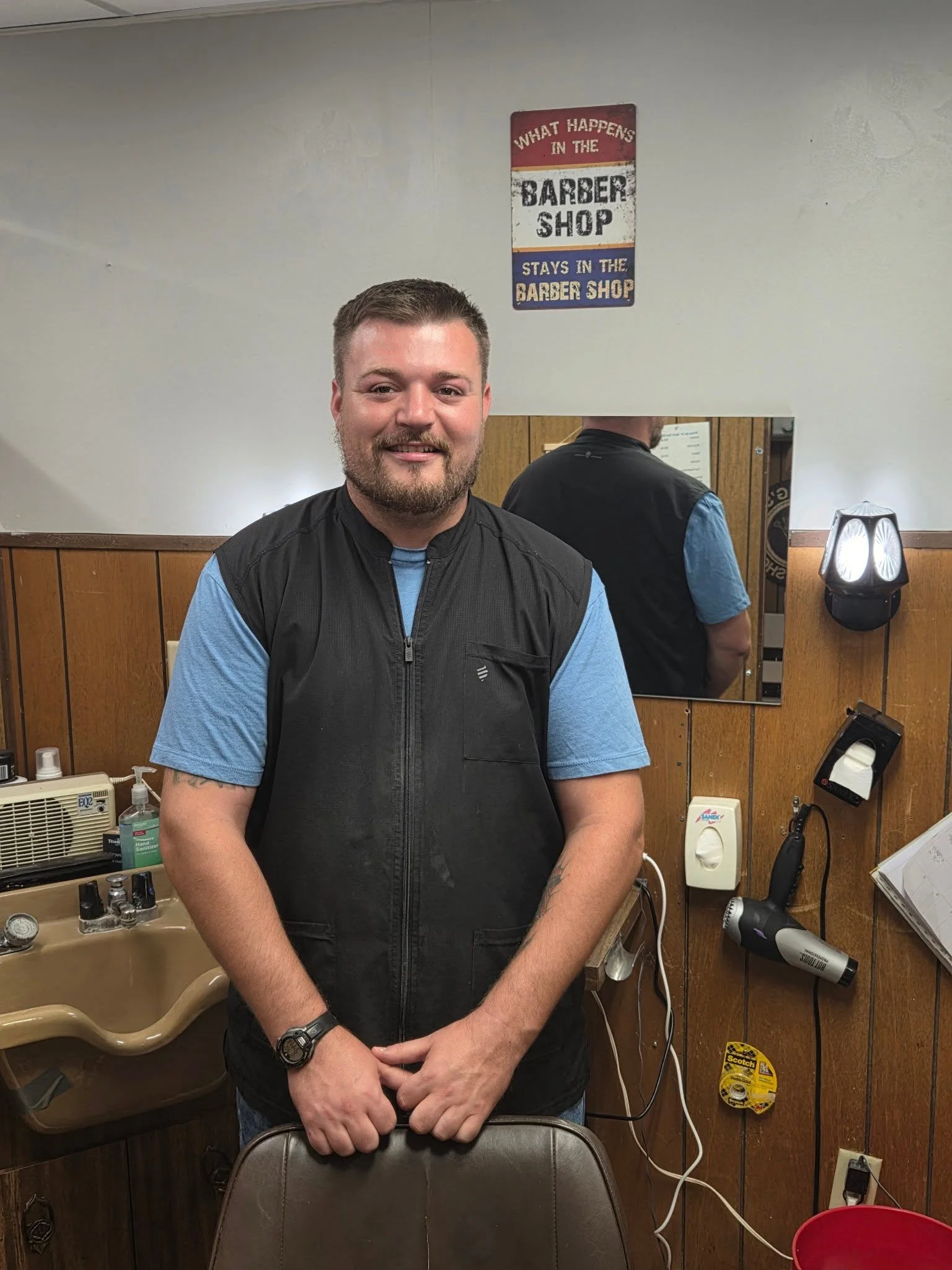 Barber inside Young's Barber Shop